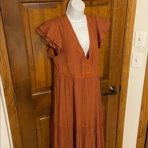 Baltic Born BOHO Casual Maxi Dress Rust Orange Sunday Stroll Size XL